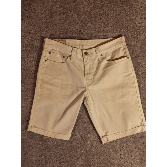 Levi Strauss Signature Other - Levi Strauss Mens White Denim Cut Off Shorts Size 31 Distressed Frayed Hem